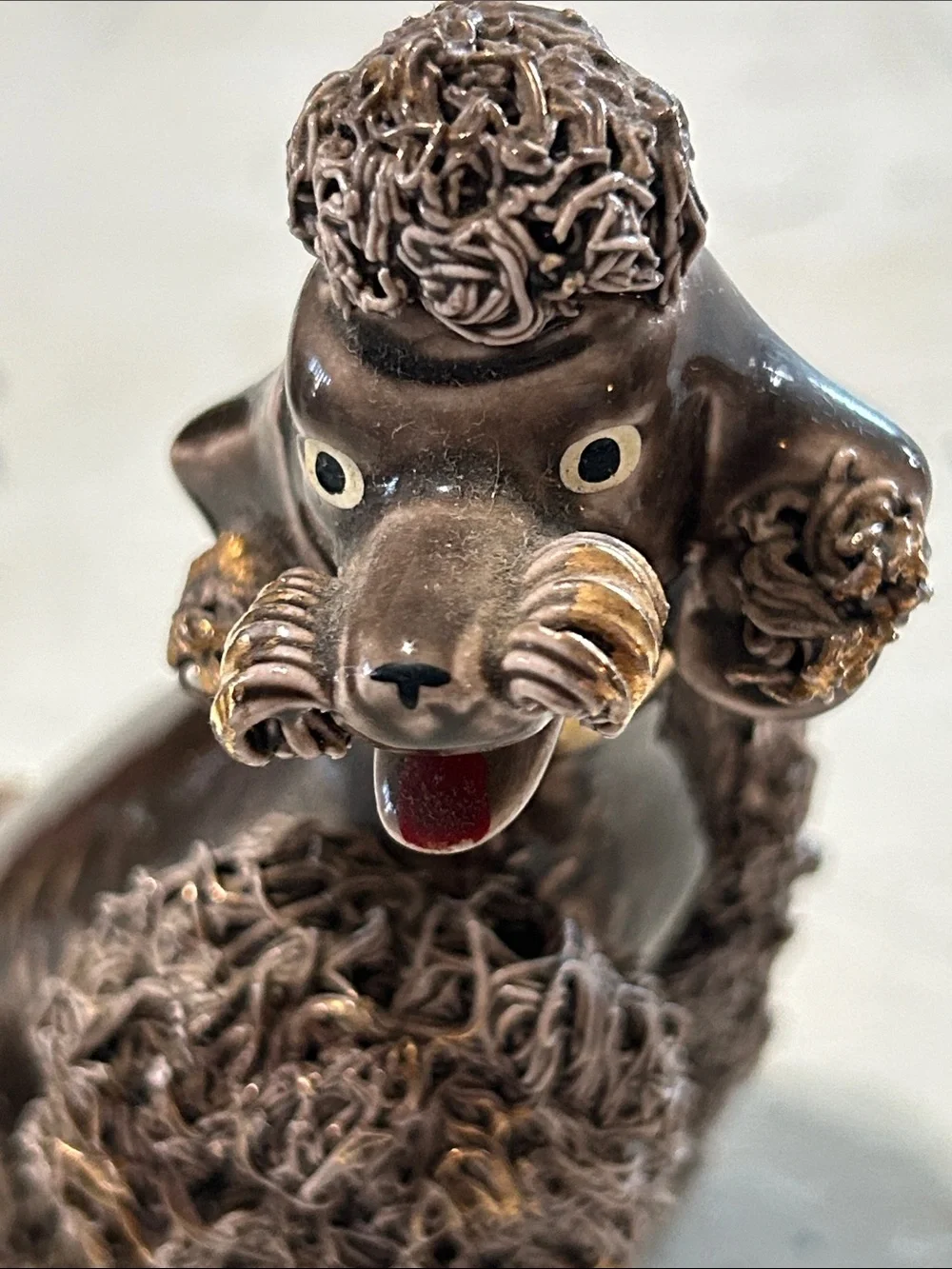 Vintage Ceramic Poodle Figurine in Dark Brown - Picture 2 of 5